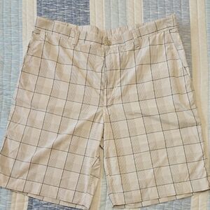 PGA Tour Men's Tan Checkered Shorts